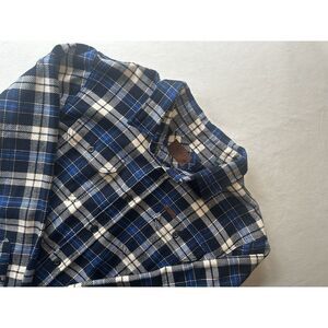 Orvis Heavy Flannel Shacket XL Blue Plaid Cottagecore Farm Heritage Pattern
